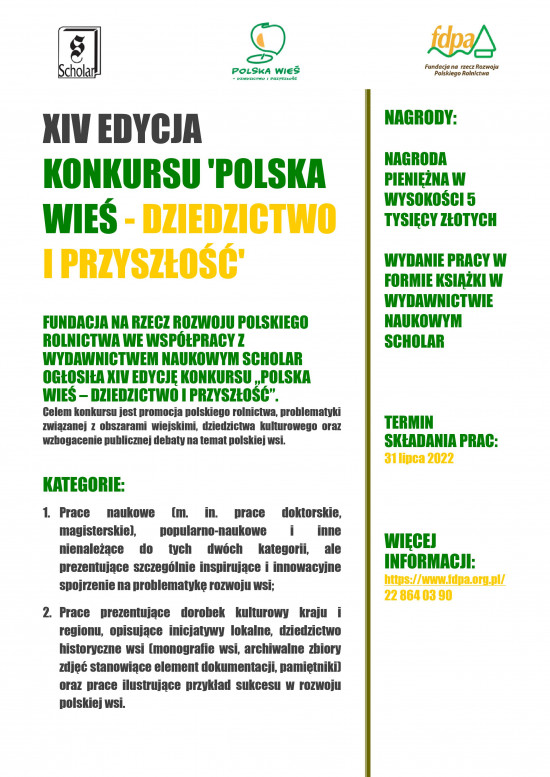 XIV edycja konkursu ,,Polska Wieś - dziedzictwo i przyszłość