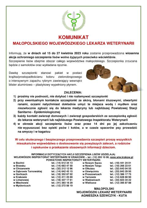 Akcja dotycząca ochronnego szczepienia lisów wolno żyjących przeciwko wściekliźnie