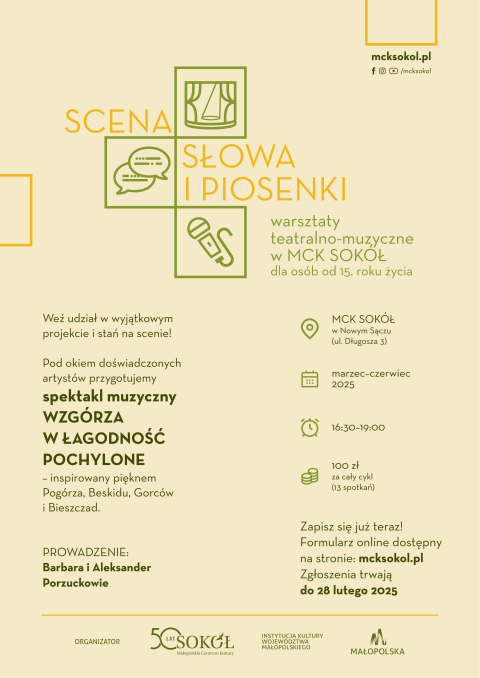 Warsztaty teatralno-muzyczne pn. „Scena Słowa i Piosenki”.