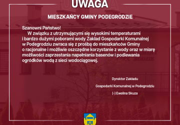 Prośba w związku z utrzymującymi się wysokimi temperaturami