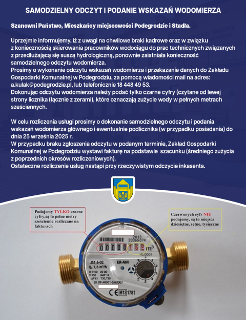 Samodzielny odczyt i podanie wskazań wodomierza