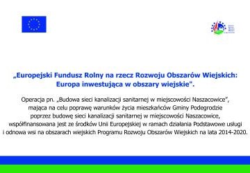 BUDOWA SIECI KANALIZACJI SANITARNEJ W MIEJSCOWOŚCI NASZACOWICE