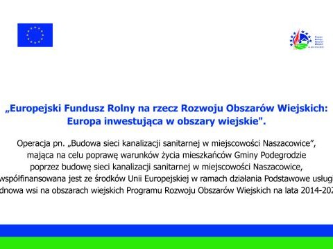 BUDOWA SIECI KANALIZACJI SANITARNEJ W MIEJSCOWOŚCI NASZACOWICE