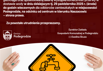 Przerwa w dostawie wody - Podegrodzie