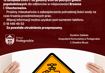 Przerwa w dostawie wody - Brzezna i Chochorowice