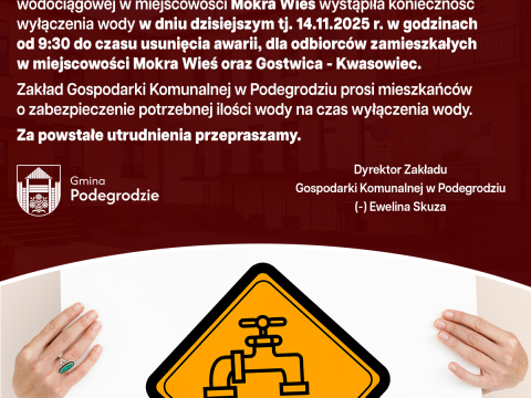 Przerwa w dostawie wody - Mokra Wieś i Gostwica