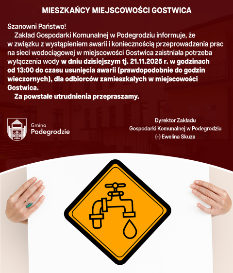 Przerwa w dostawie wody - Gostwica