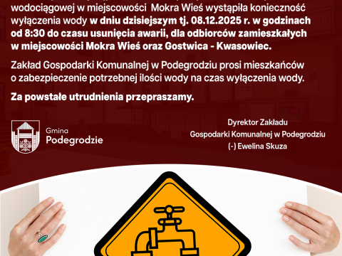 Przerwa w dostawie wody - Gostwica i Mokra Wieś