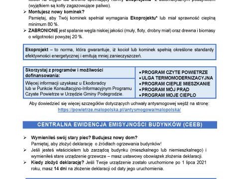 Wdrażanie programu ochrony powietrza w Gminie Podegrodzie