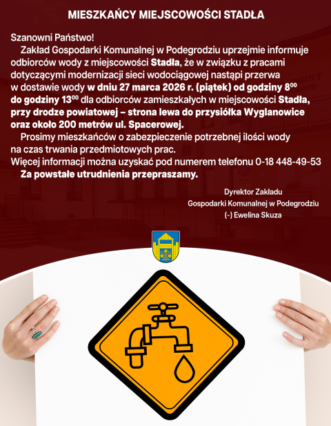 Przerwa w dostawie wody - Stadła