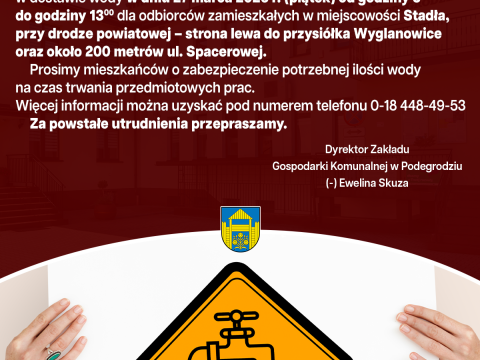 Przerwa w dostawie wody - Stadła