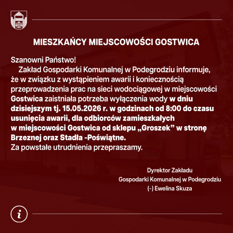 Przerwa w dostawie wody - Gostwica