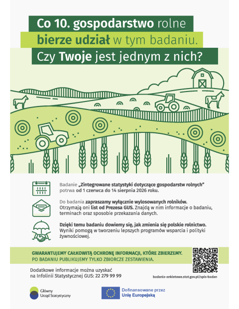 Badanie statystyczne: „Zintegrowane statystyki dotyczące gospodarstw rolnych”