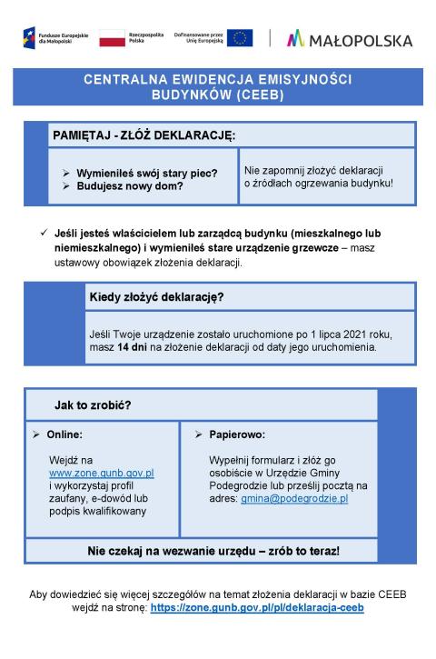 Przypominamy o Centralnej Ewidencji Emisyjności Budynków (CEEB)