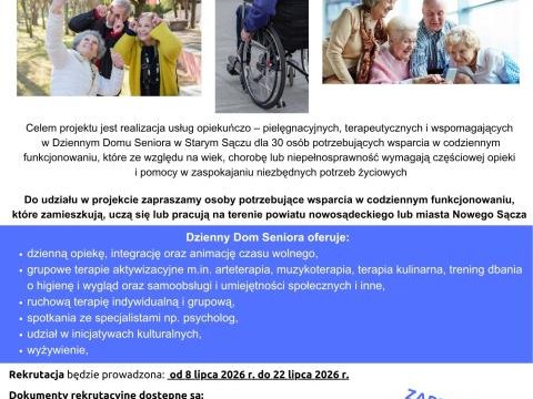 Stowarzyszenie Lokalna Grupa Działania „Brama Beskidu” ogłasza rekrutację do projektu pn. „Dzienny Dom Seniora”. - NABÓR 6