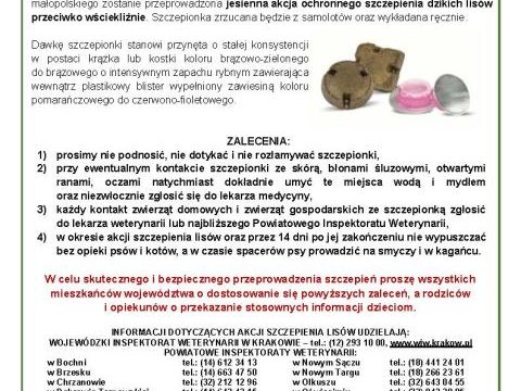 Komunikat Małopolskiego Wojewódzkiego Lekarza Weterynarii w Krakowie
