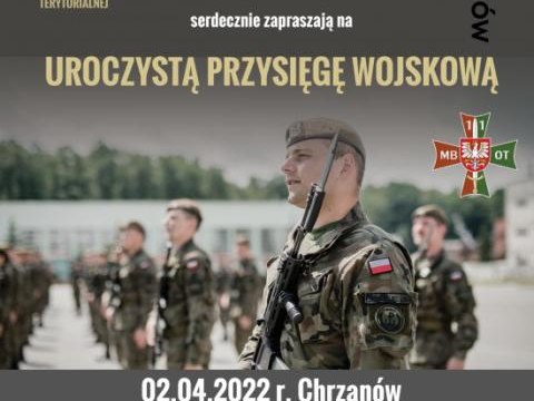 Zaproszenie na uroczystą przysięgę żołnierzy 11 Małopolskiej Brygady Obrony Terytorialnej