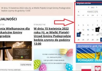 Kalendarz wydarzeń - ważne informacje dla mieszkańca gminy