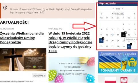 Kalendarz wydarzeń - ważne informacje dla mieszkańca gminy