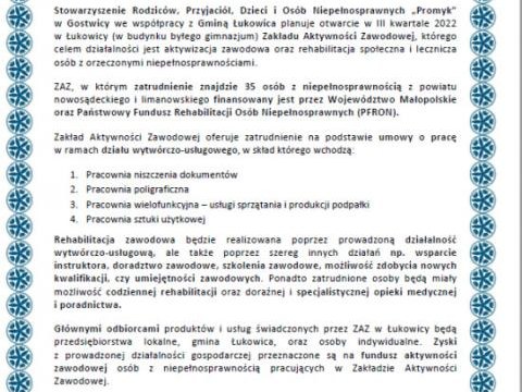 Zakład Aktywności Zawodowej w Łukowicy