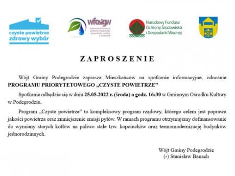 Zaproszenie na spotkanie informacyjne