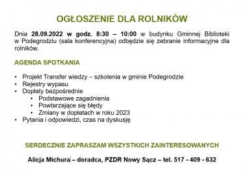 Zebranie informacyjne dla rolników