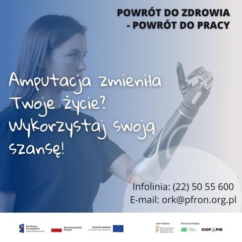 Komunikat skierowany do osób po amputacji.