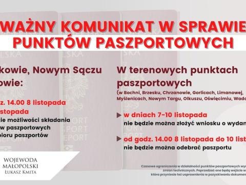 Ograniczenia w załatwianiu spraw paszportowych na początku listopada