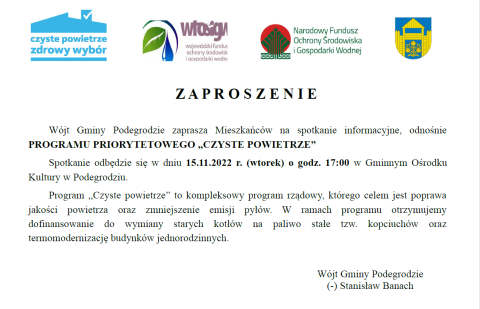 Zaproszenie na spotkanie informacyjne