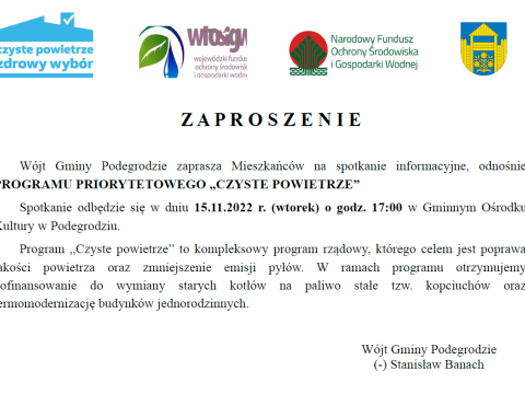 Zaproszenie na spotkanie informacyjne