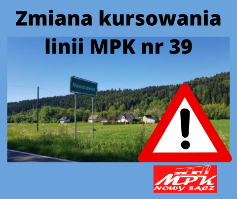 Zmiana kursowania linii MPK nr 39