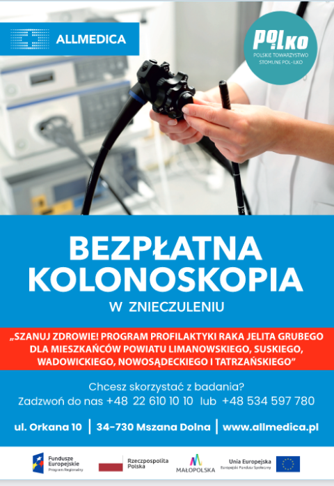 Ostatnie miesiące programu badań bezpłatnych kolonoskopowych w pełnym znieczuleniu!
