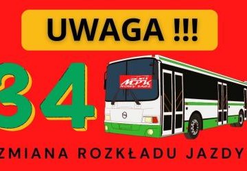 Zmiana rozkładu jazdy autobusu linii MPK nr 34