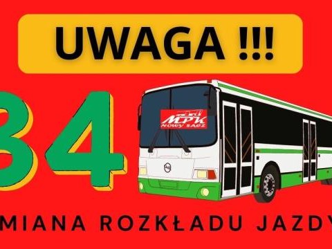 Zmiana rozkładu jazdy autobusu linii MPK nr 34