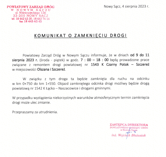 OGŁOSZENIA I KOMUNIKATY