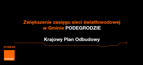 Komunikat dot. realizacji projektu światłowodów na terenie Gminy Podegrodzie