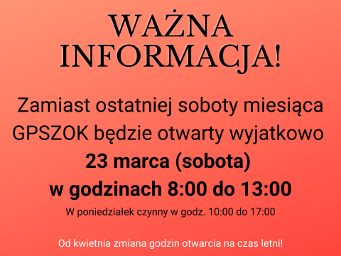 Zmiana godzin otwarcia GPSZOK
