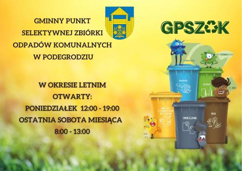 UWAGA! zmiana godzin otwarcia GPSZOK w okresie letnim