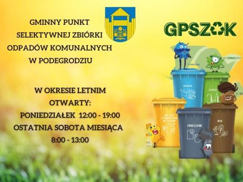 UWAGA! zmiana godzin otwarcia GPSZOK w okresie letnim