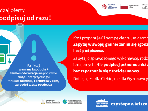 OSTRZEŻENIE DLA WNIOSKODAWCÓW I BENEFICJENTÓW  PROGRAMU „CZYSTE POWIETRZE”