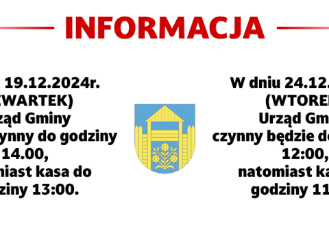 Godziny pracy Urzędu Gminy w Podegrodziu