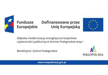 Głęboka modernizacja energetyczna budynków użyteczności publicznej w Gminie Podegrodzie etap I