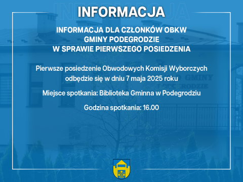 Informacja dla członków ObKW Gminy Podegrodzie w sprawie pierwszego posiedzenia