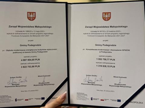 Kolejne środki unijne dla Gminy Podegrodzie! Inwestujemy w ekologię i efektywność energetyczną
