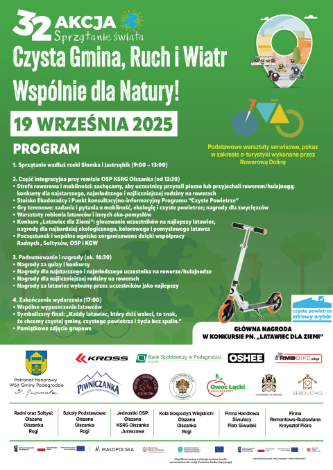 32. Akcja Sprzątanie Świata  „Czysta Gmina, Ruch i Wiatr – Wspólnie dla Natury!”