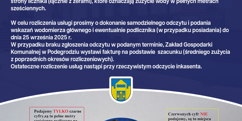 Samodzielny odczyt i podanie wskazań wodomierza