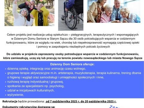 REKRUTACJA DO PROJEKTU PN. „DZIENNY DOM SENIORA” – NABÓR 2