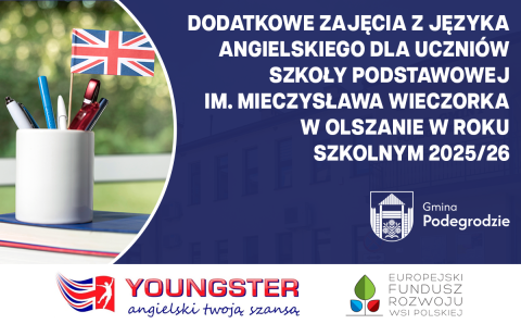 Dodatkowe zajęcia z języka angielskiego dla uczniów Szkoły Podstawowej im. Mieczysława Wieczorka w Olszanie w roku szkolnym 2025/26