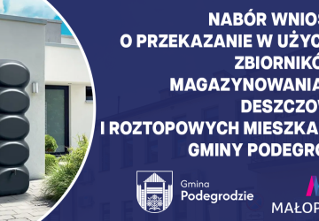 Nabór wniosków o przekazanie w użyczenie zbiorników do magazynowania wód deszczowych i roztopowych