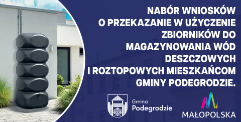 Nabór wniosków o przekazanie w użyczenie zbiorników do magazynowania wód deszczowych i roztopowych